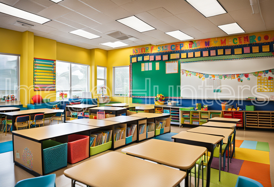 A colorful elementary classroom