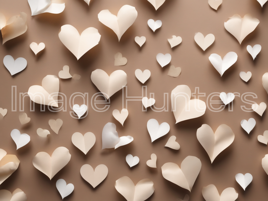 A dark beige wallpaper with white hearts
