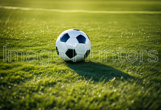 A football on the green grass field