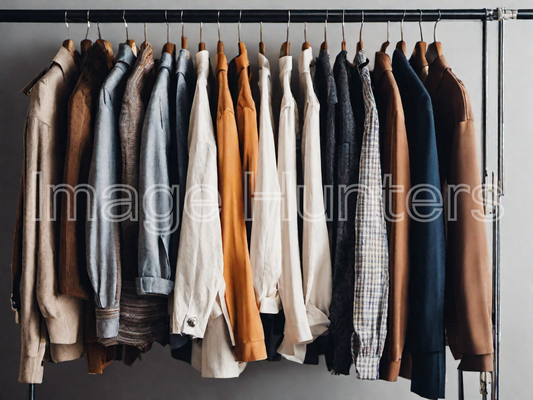 Chic Attire Hanging on Rack Against Indoor Setting