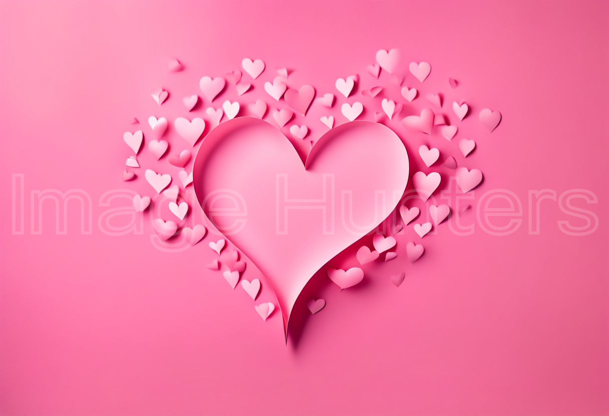 Pink Hearts Formation for Valentine's Day concept on Pink Background