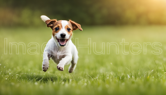 Jack Russell Puppy Running in the Grass