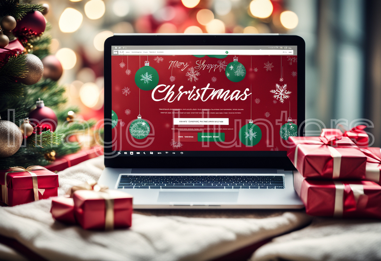 Laptop with Christmas shopping website open