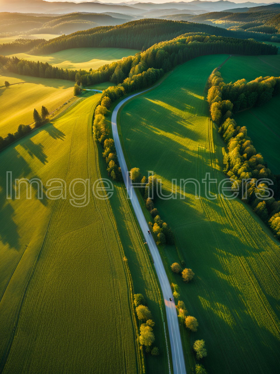 Sunset Aerial View of Slovenian Countryside