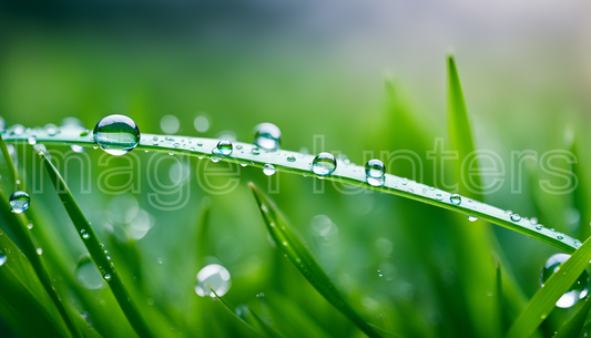 Glistening Water Drops Adorn a Delicate Grass Blade