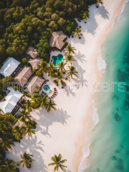 Drone View of a Private Paradise Beach in Mexico