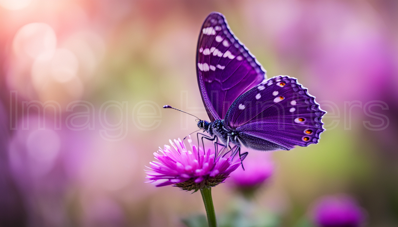 Purple Butterfly Perched on Purple Flower