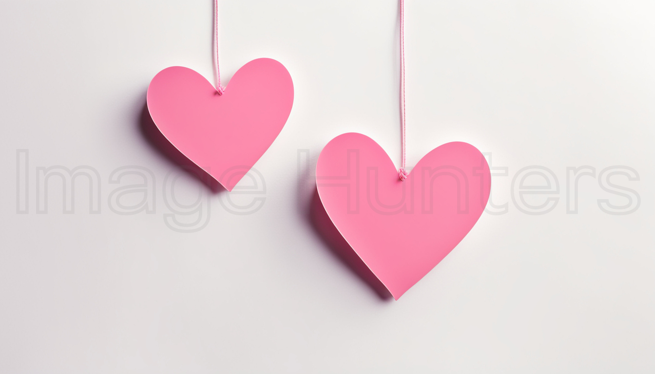 Pink Hearts Suspended on White Background