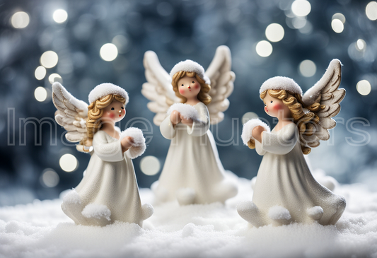 Christmas Angel Figurines in a Snowy setting