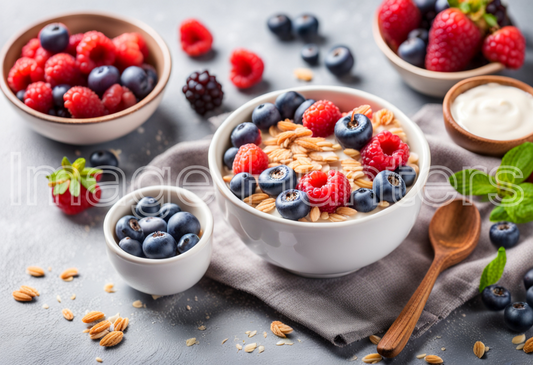 Yogurt, Oats, and Berries Breakfast Bowl