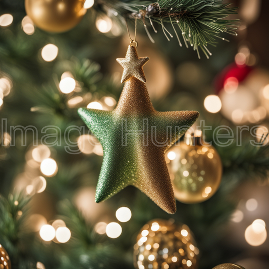 Close-Up of Glittering Christmas Tree Ornaments