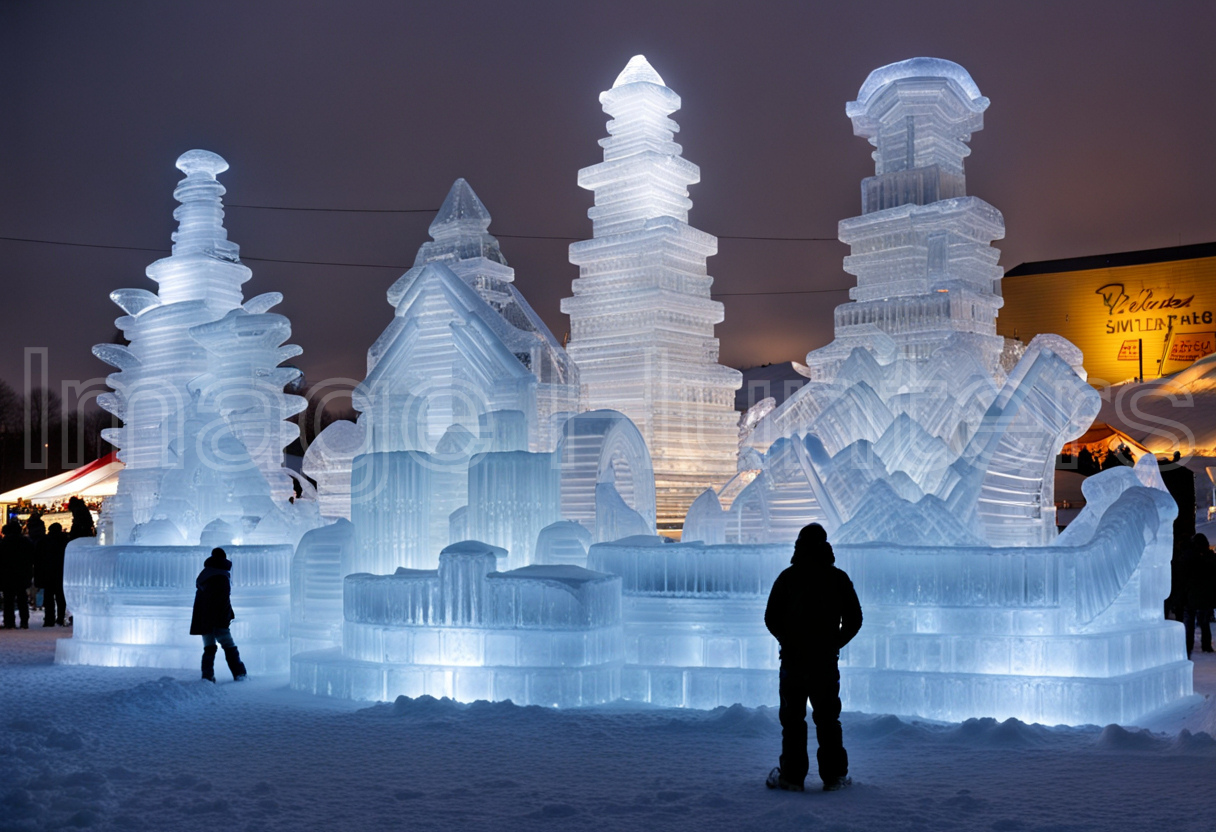 Majestic Ice Sculptures at a Winter festival