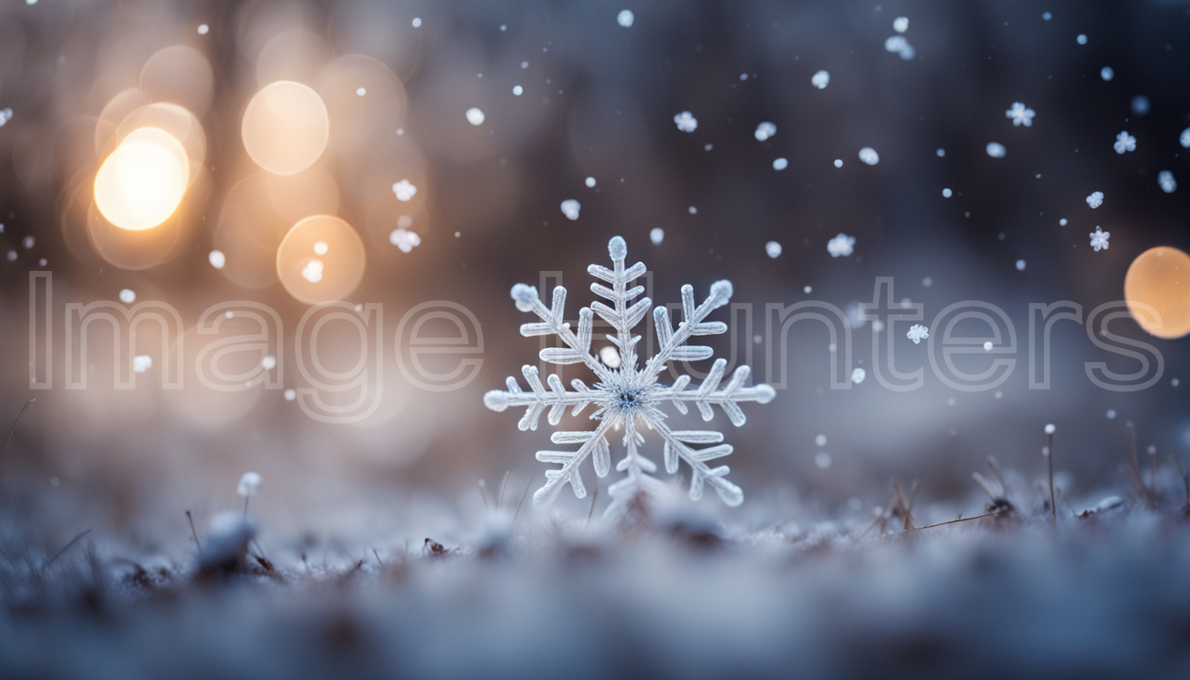 a gentle snowflake in focus