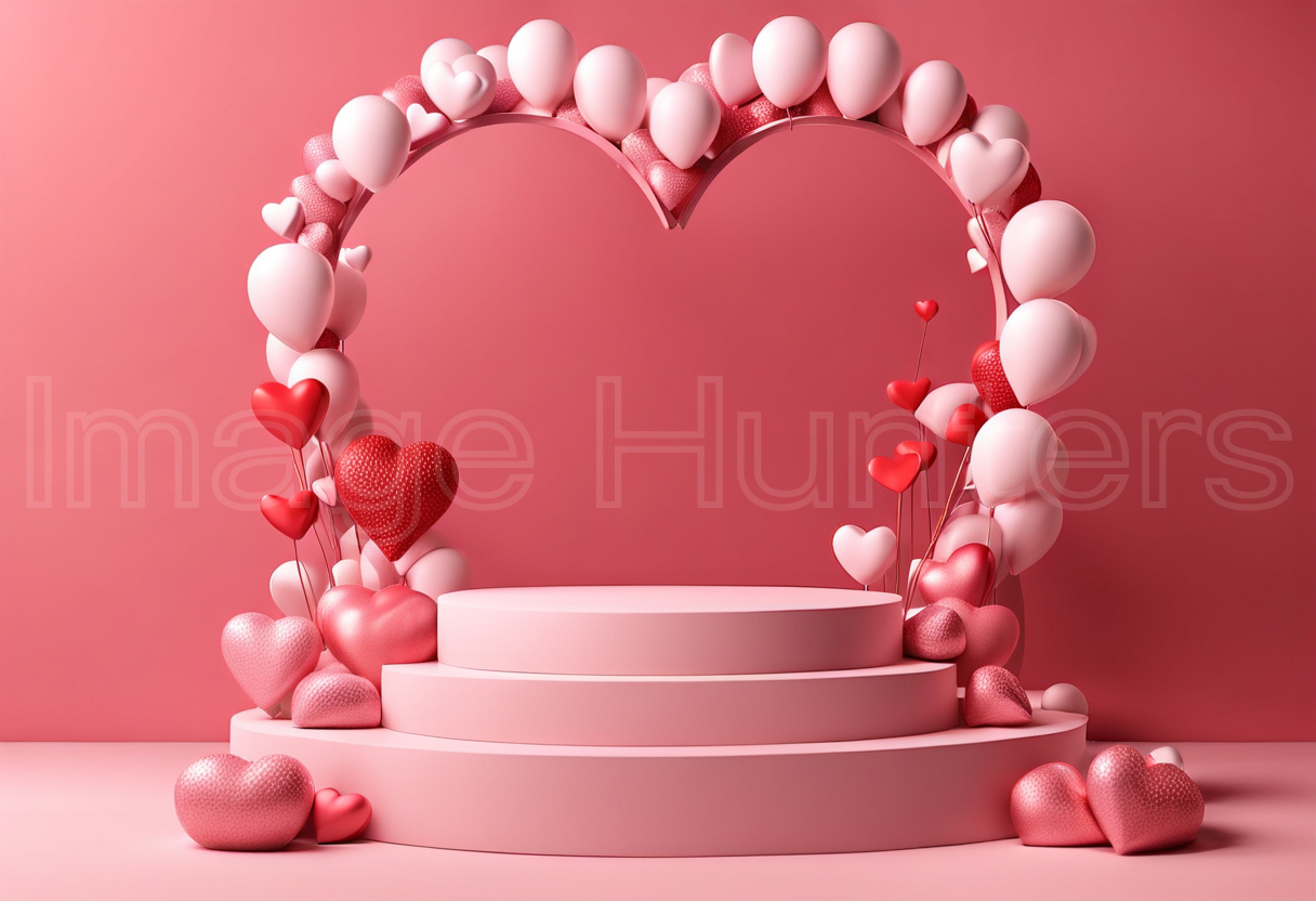 Empty stage podium with Valentine's Day product display mockup