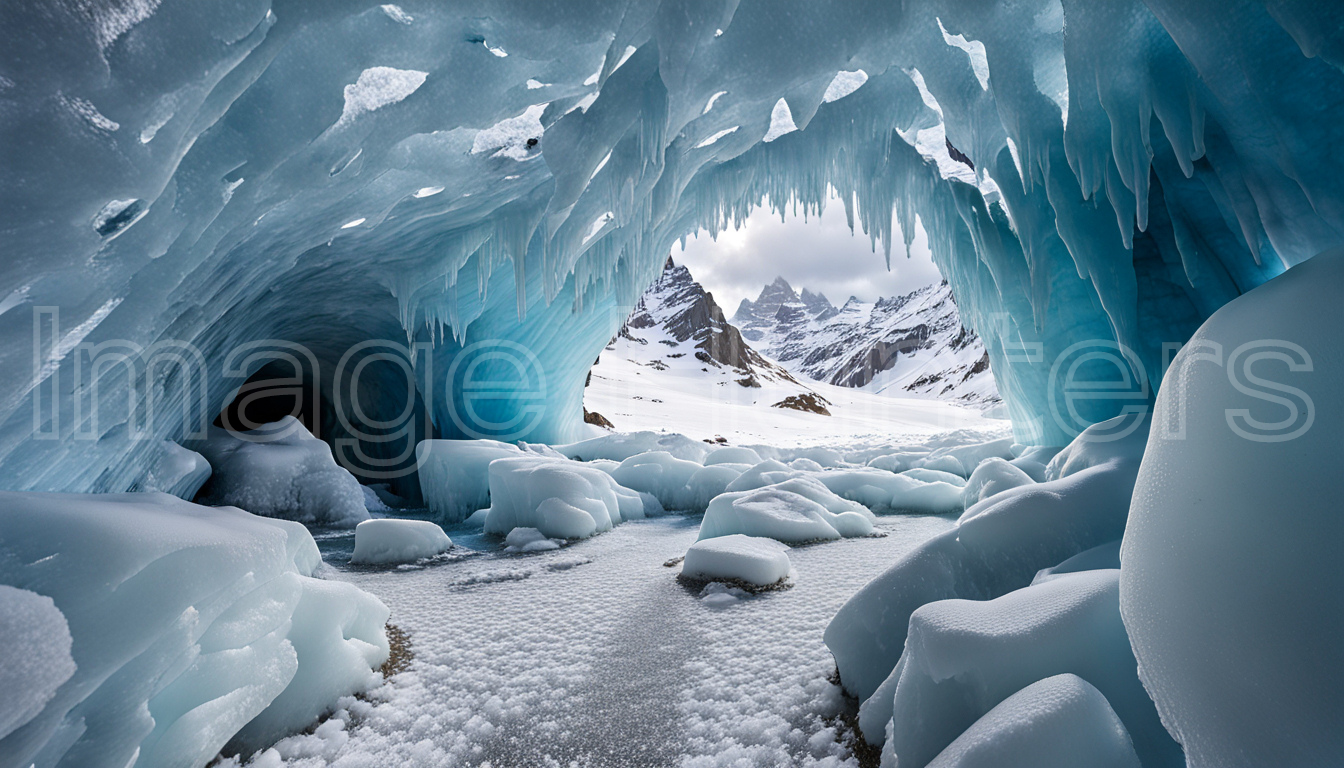 Zinal Glacier Ice Cave in Winter, Valais, Switzerland