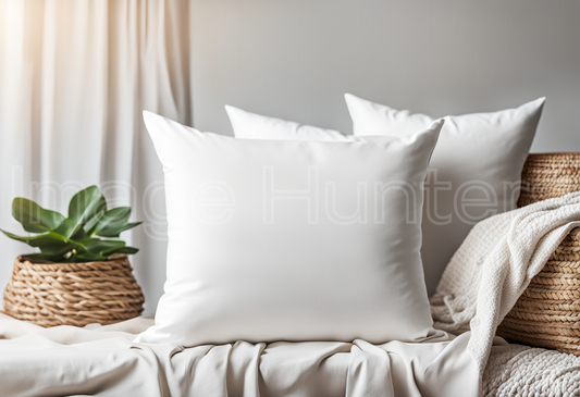 white pillow mockup in Cozy Home Setting