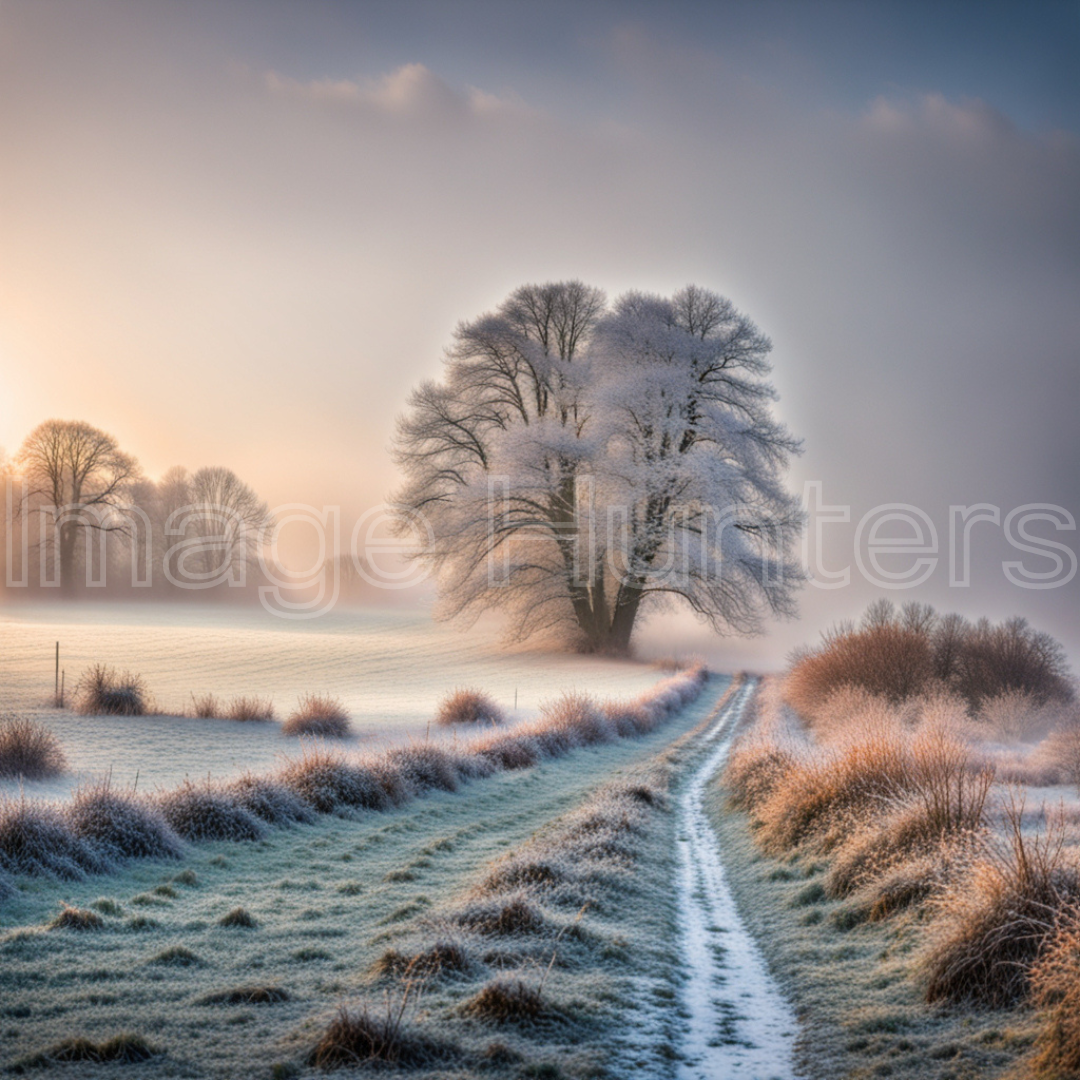 Winter landscape photography Frosty morning