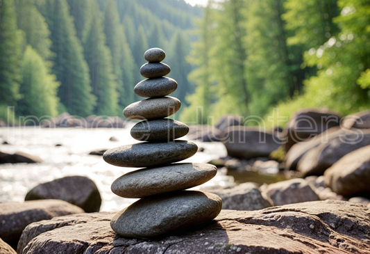 Close-Up of Zen Stone Stack in Nature