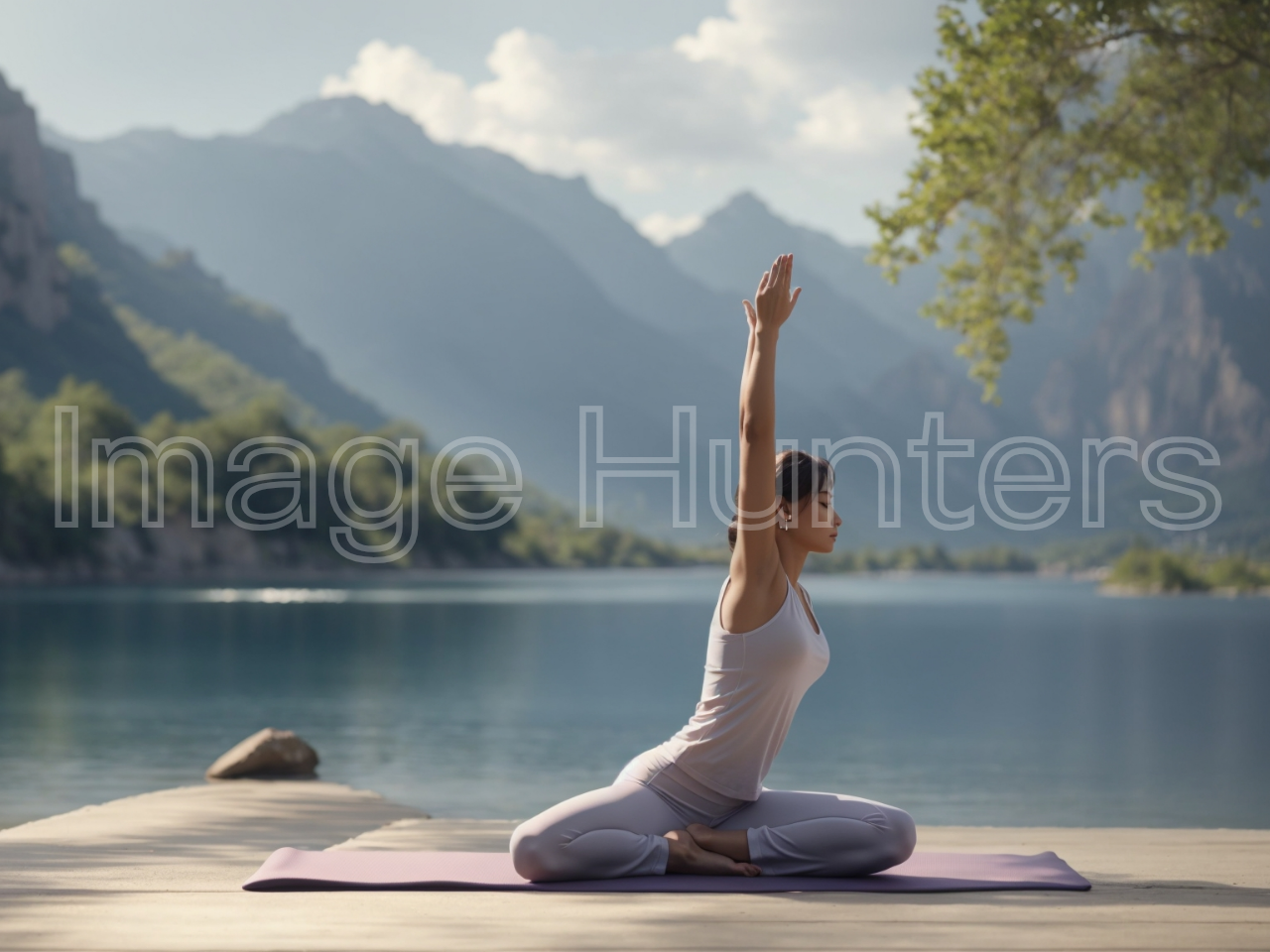 A Woman Does Yoga in Peaceful Nature