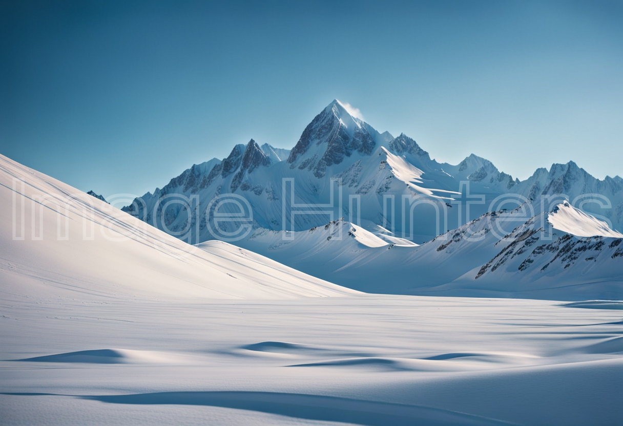 Snowy Mountains and Blue Sky in Alaska