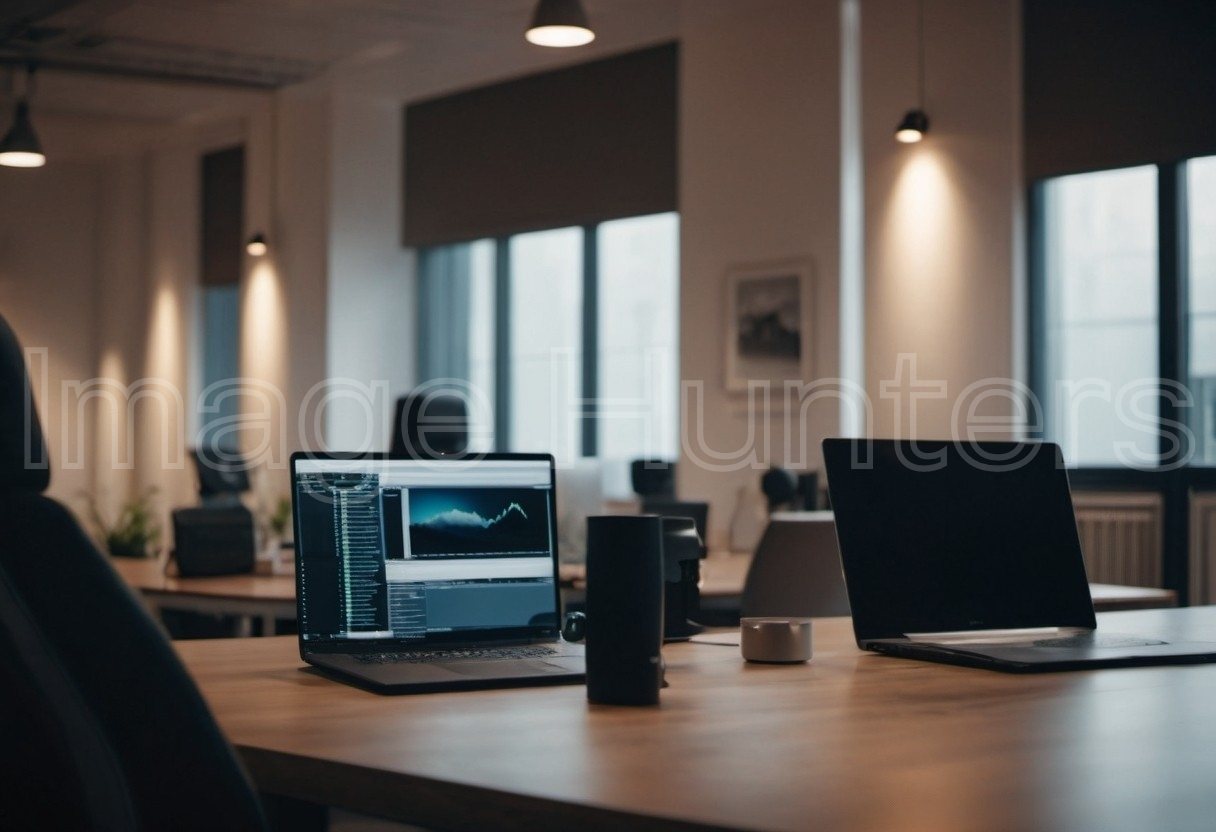 Laptops Arranged in a Modern Office Setting