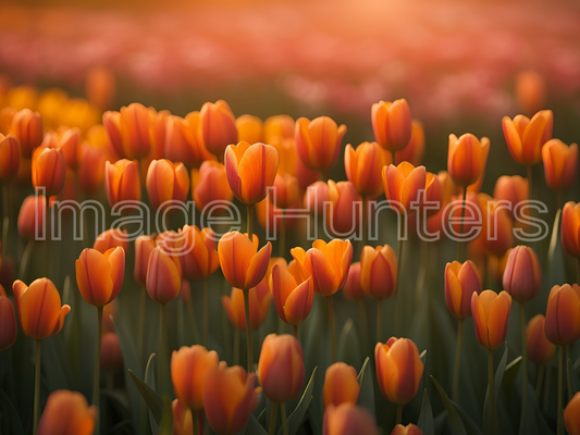 Tulips in a blooming field