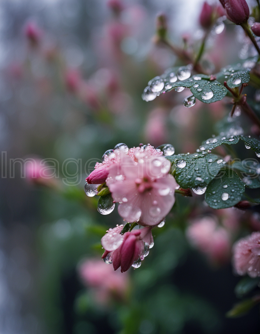 Raindrops on Cherry Blossom Petals