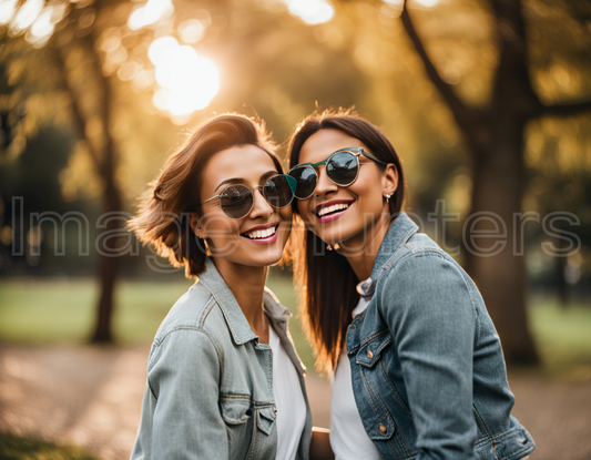 Lesbian Couple Embracing Happiness in Park Together