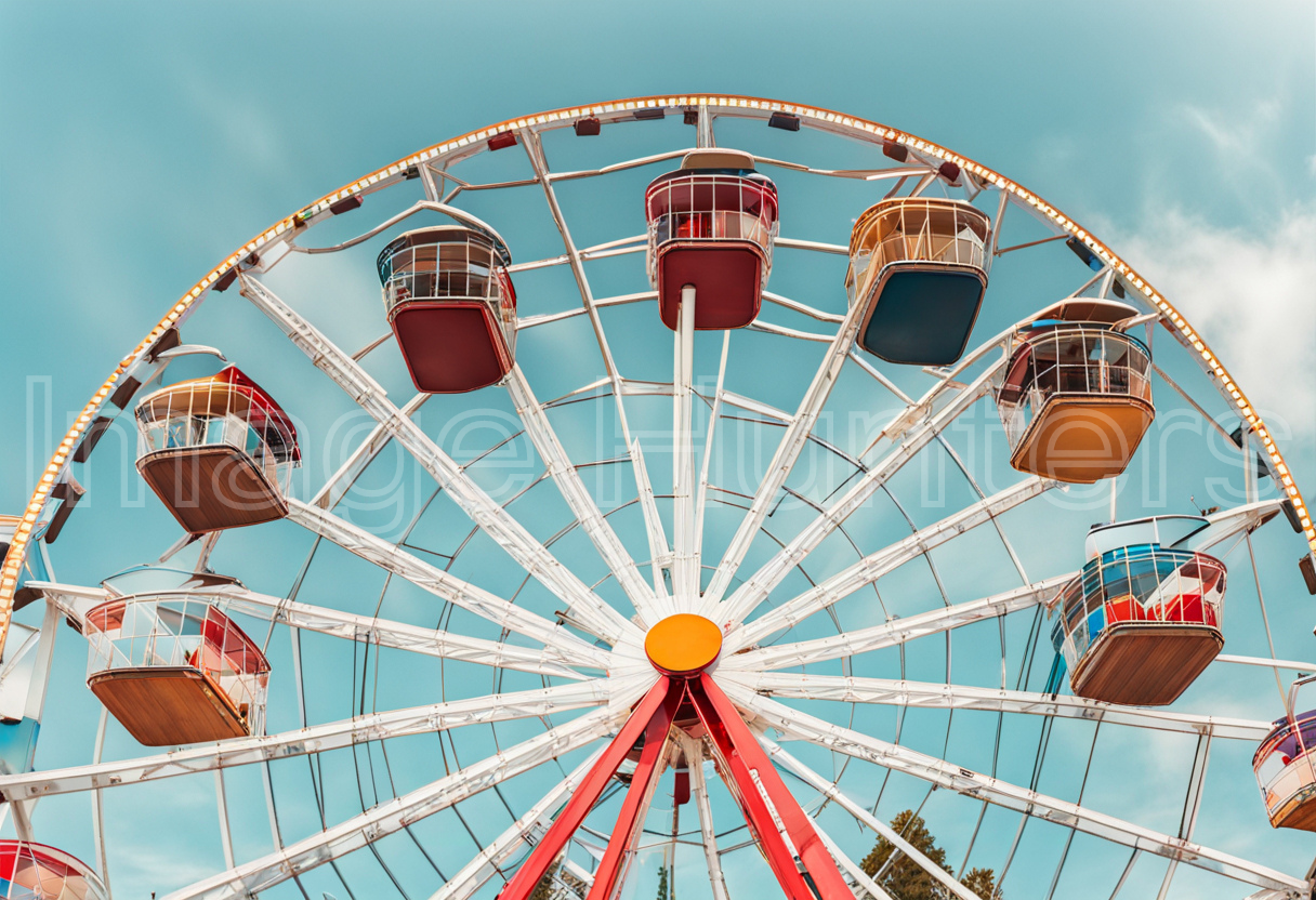 Ferris wheel against a beautiful sky background