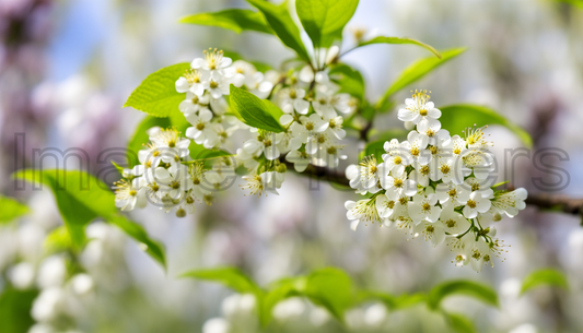 Bird-cherry tree flowers with Soft Focus Background