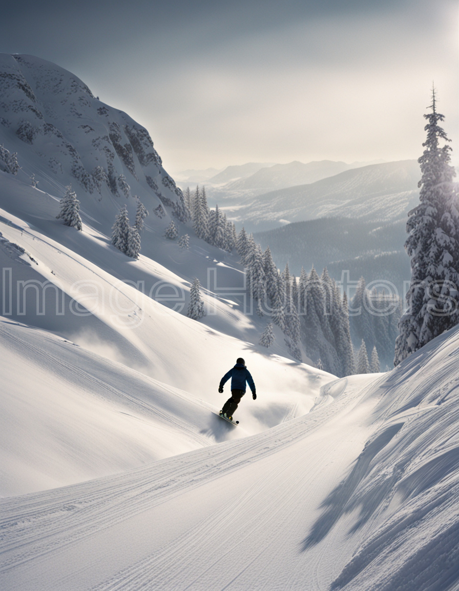 Snowboarding Adventure in a Winter Landscape