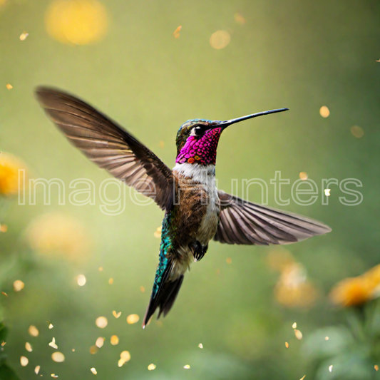 Flying Hummingbird in Sharp Focus