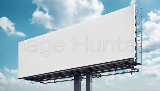 Empty White Billboard Against Sky Background