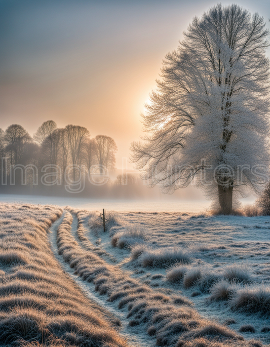 Winter landscape photography Frosty morning