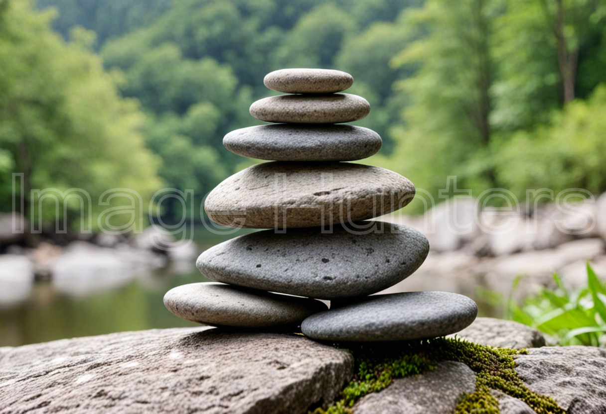 Close-Up of Zen Stone Stack in Nature