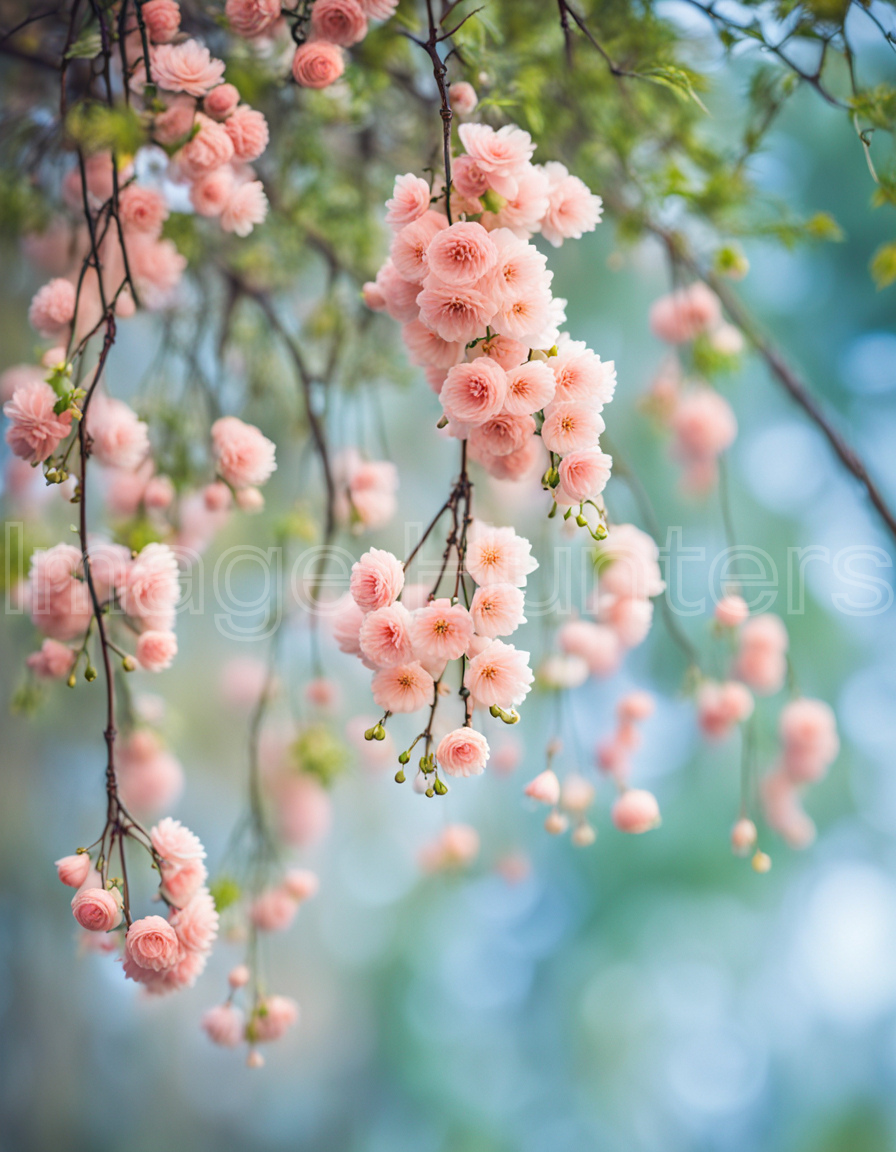 Tree Branches with Hanging Flowers against Sky