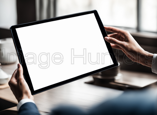 Hand-held Digital Tablet Mockup with Blank Screen