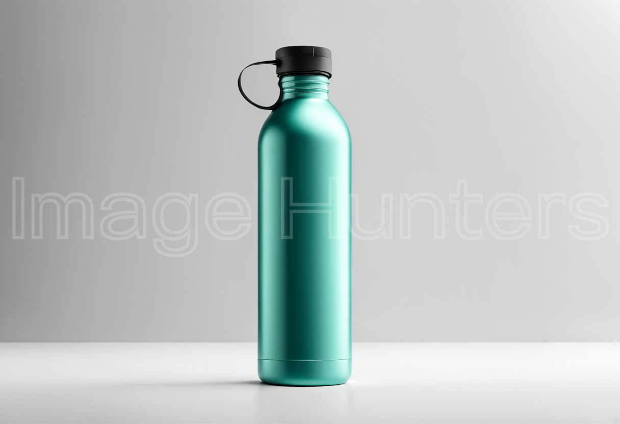 Mockup of Green Reusable Aluminum Water Bottle