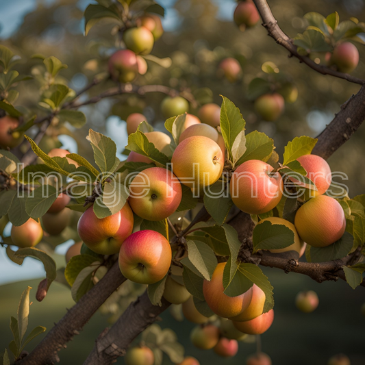 Apple tree full of ripe, juicy apples