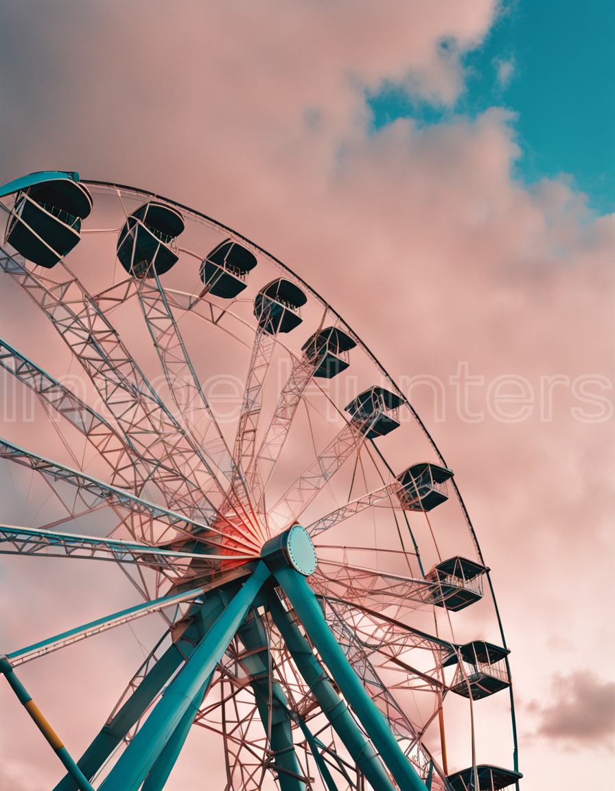 Ferris Wheel Against Aesthetic Sky Background