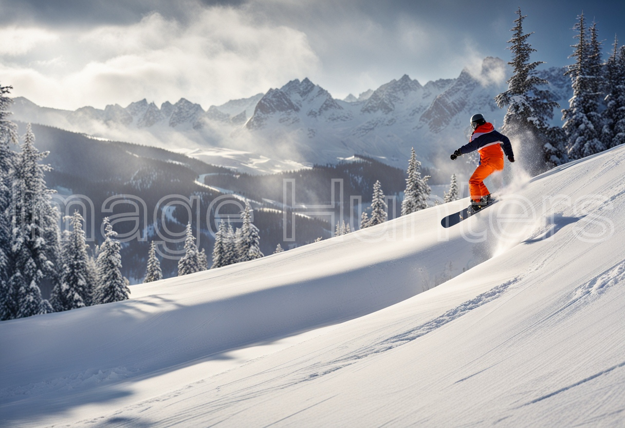 Snowboarding Adventure in a Winter Landscape