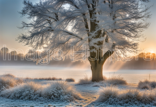 Winter landscape photography Frosty morning