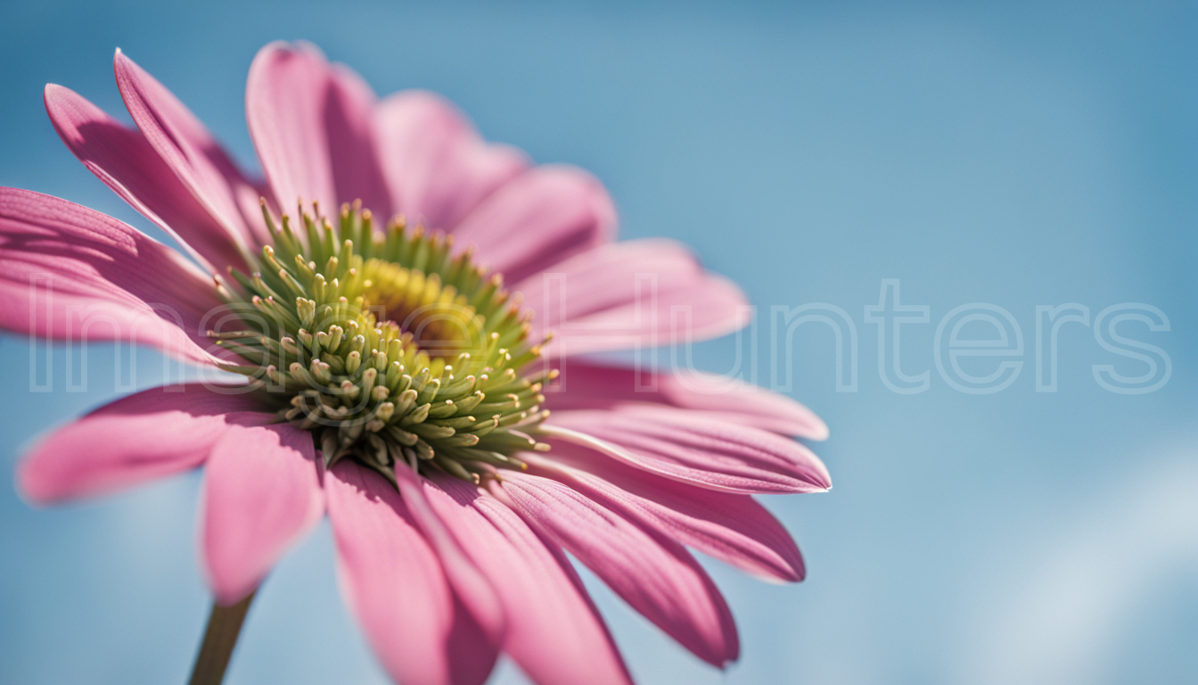 Pink Daisy Close-Up Against Blue Sky