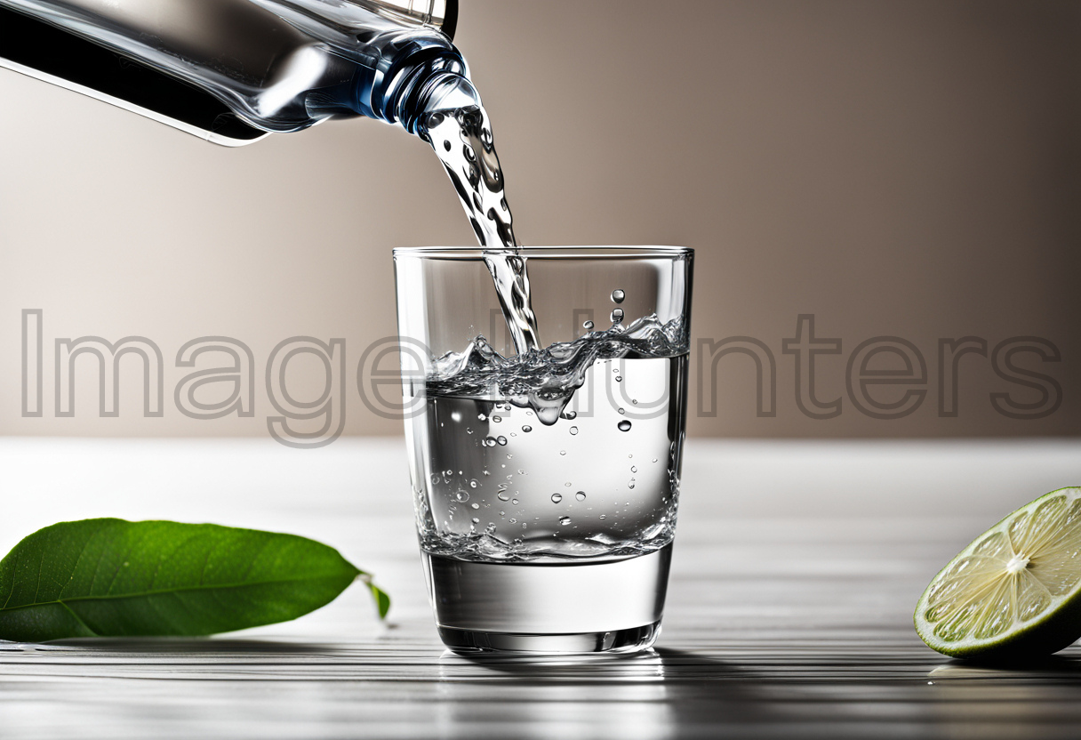 Pouring water into clear glass