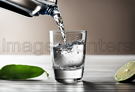 Pouring water into clear glass