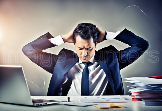 Exhausted Businessman Struggling with Workplace Stress