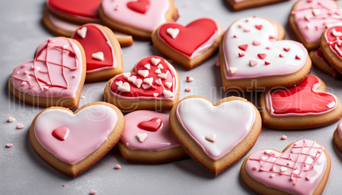 heart-shaped cookies for Valentine's Day