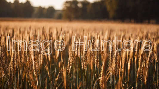 Rural Field Landscape with Spike Plants