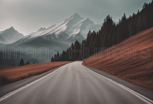 Aesthetic Mountain Road in Scenic Landscape