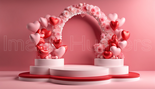 Empty stage podium with Valentine's Day product display mockup